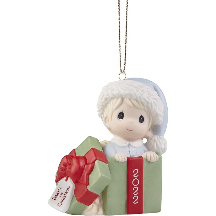 Precious Moments 221006 Baby’s First Christmas 2022 Dated Boy Bisque Porcelain Ornament